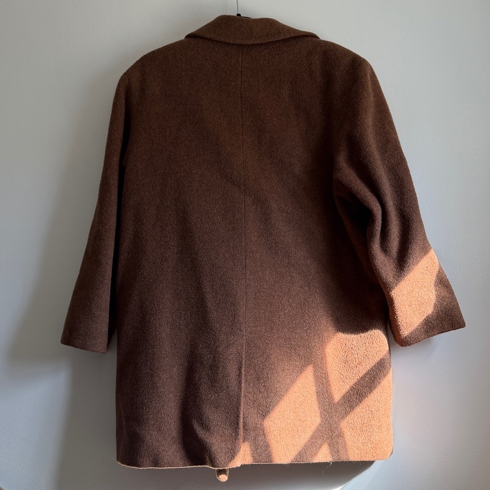 Vintage Brown Double-Breasted Alpaca Blend Coat - Picture 8 of 9
